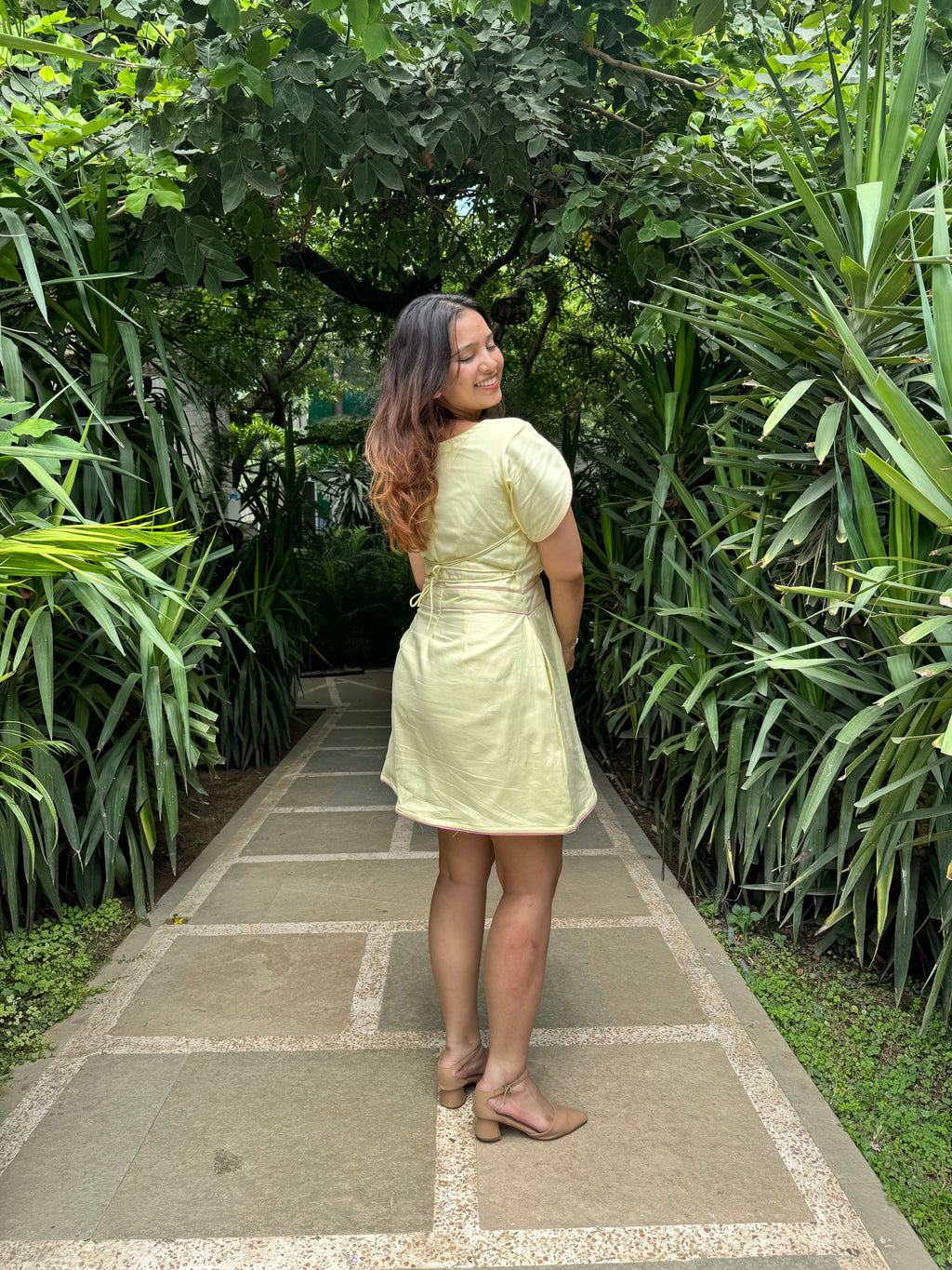 Pink lemonade Yellow Cotton Short Dress
