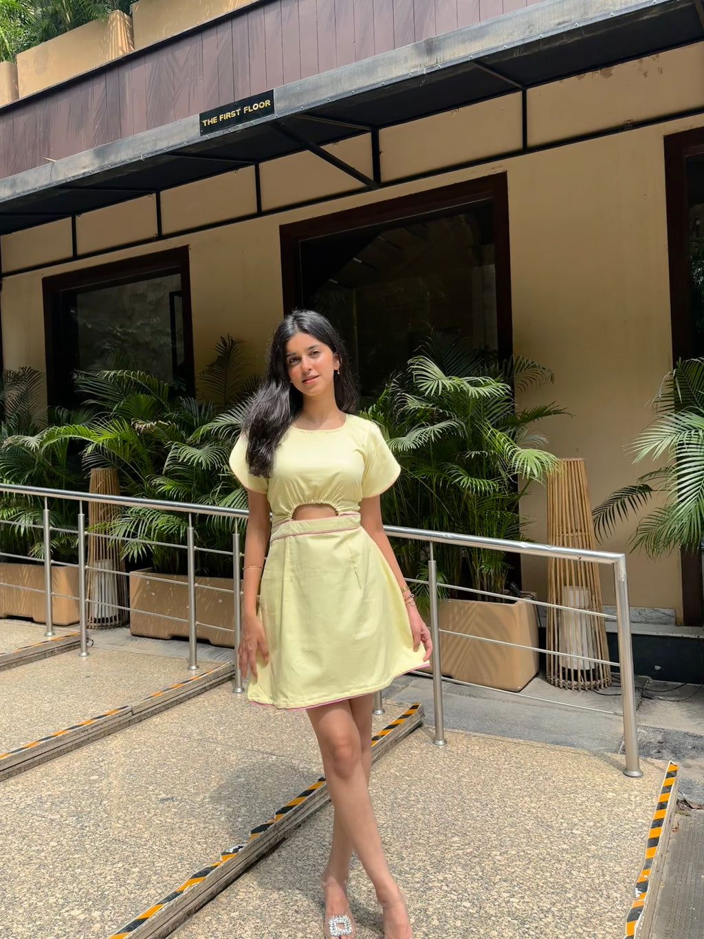 Pink Lemonade Yellow With Detachable Skirt Cotton Dress