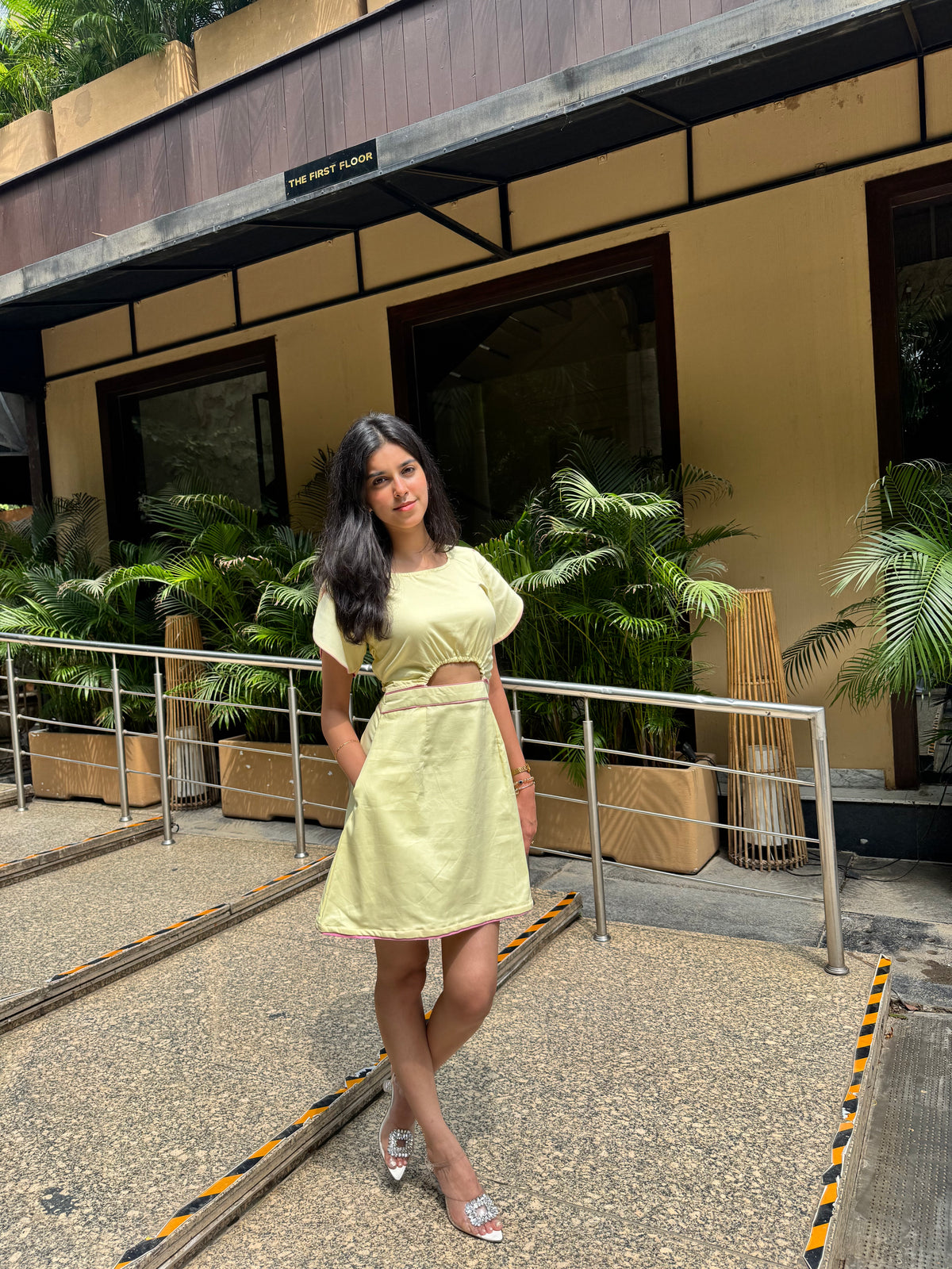 Pink lemonade Yellow Cotton Short Dress