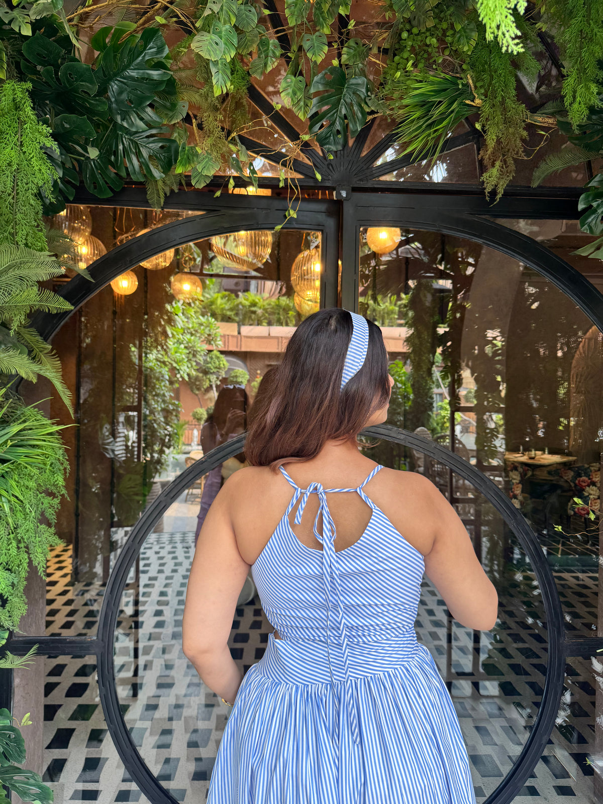 Blue Jelly Stripes Summer Maxi Dress
