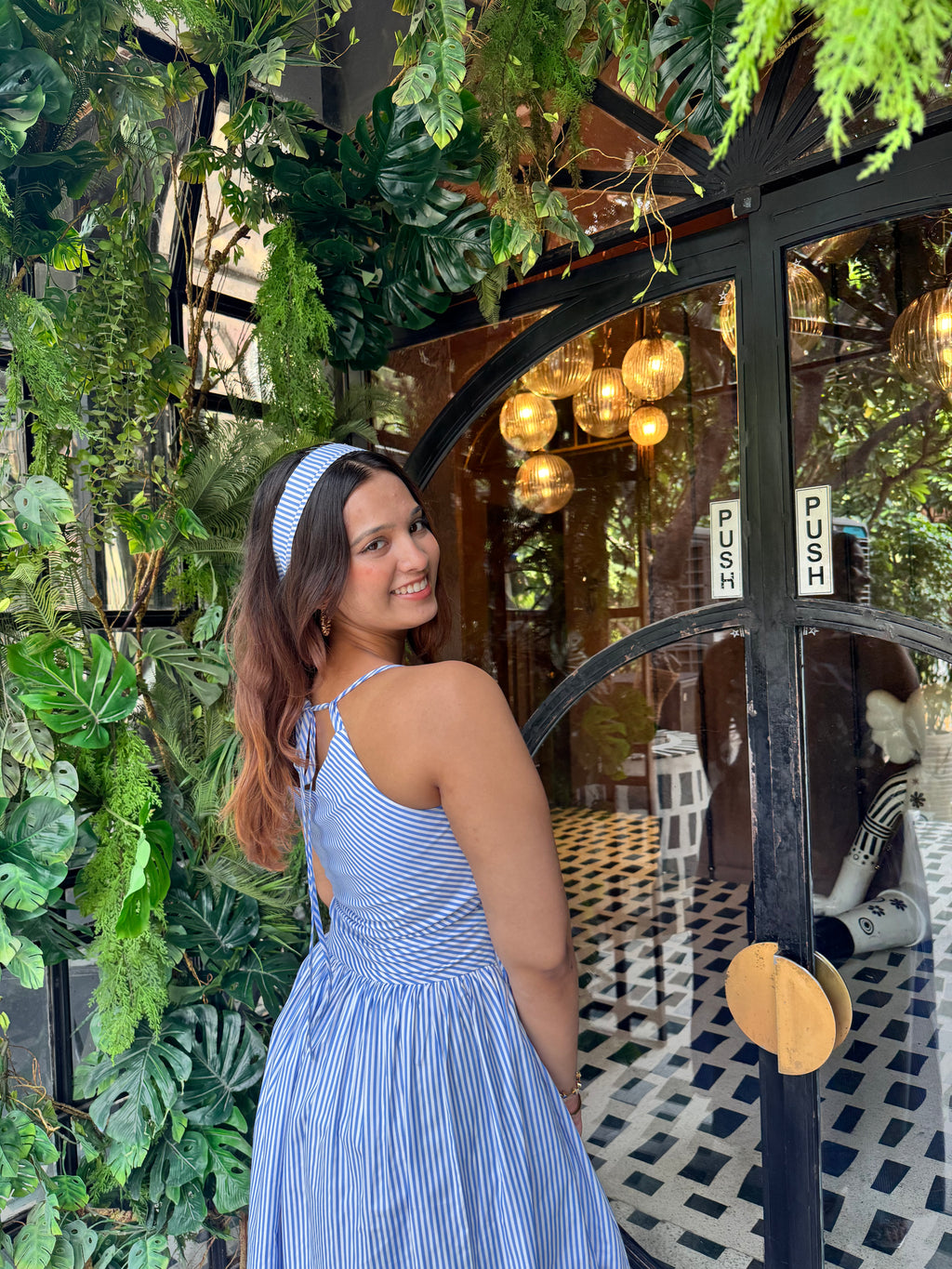 Blue Jelly Stripes Summer Maxi Dress