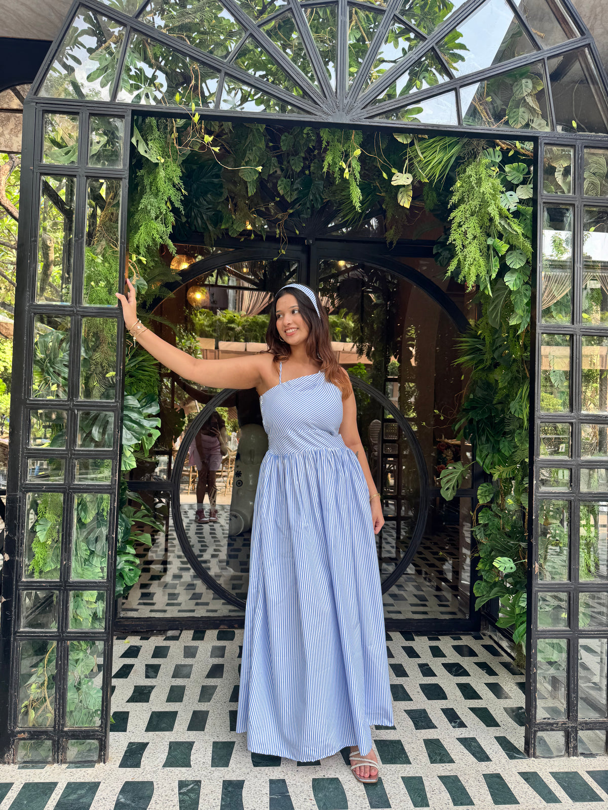 Blue Jelly Stripes Summer Maxi Dress