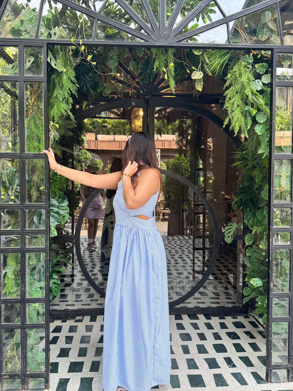 Blue Jelly Stripes Summer Maxi Dress