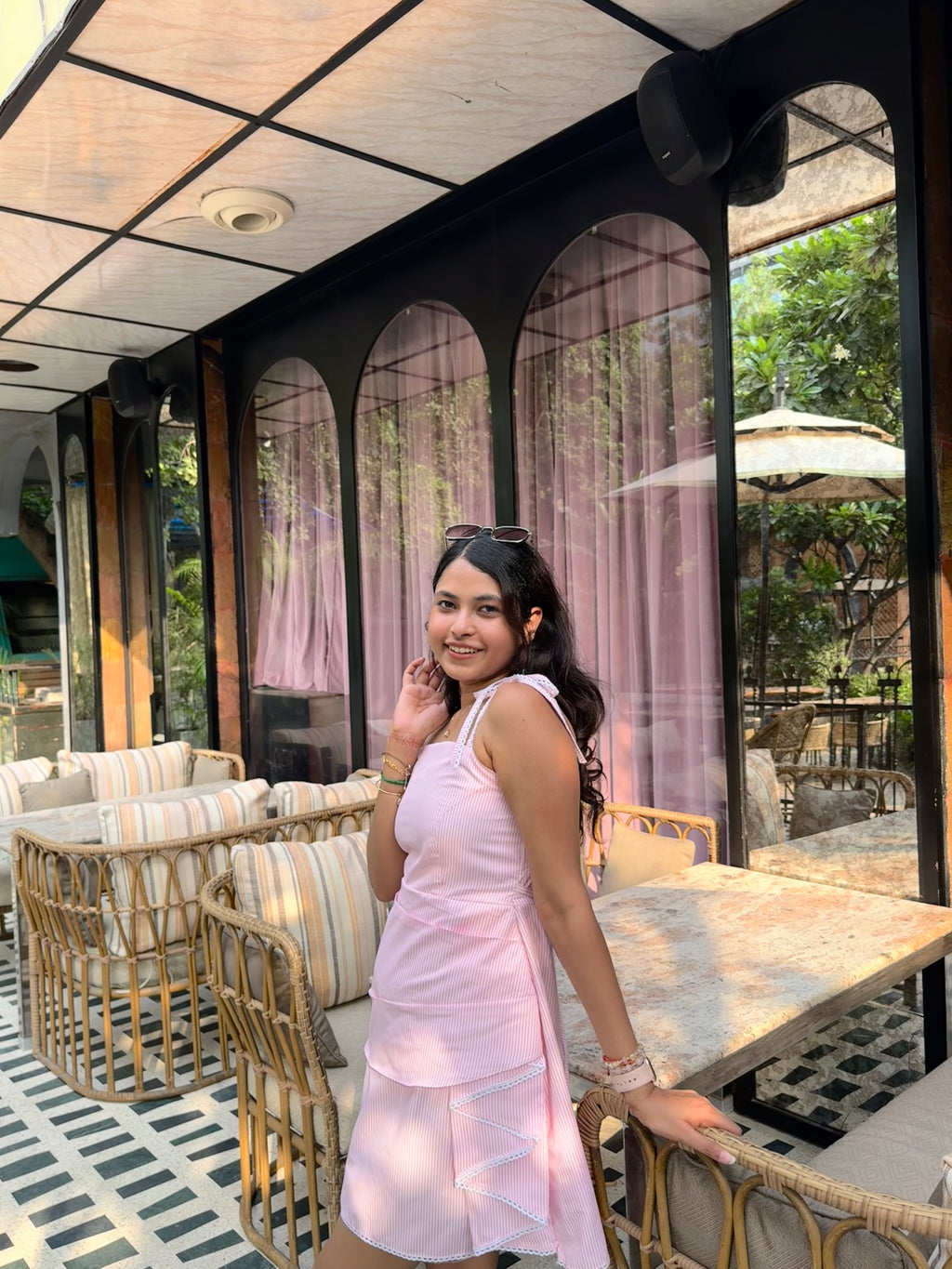 Bubblegum Pink Stripes Short dress