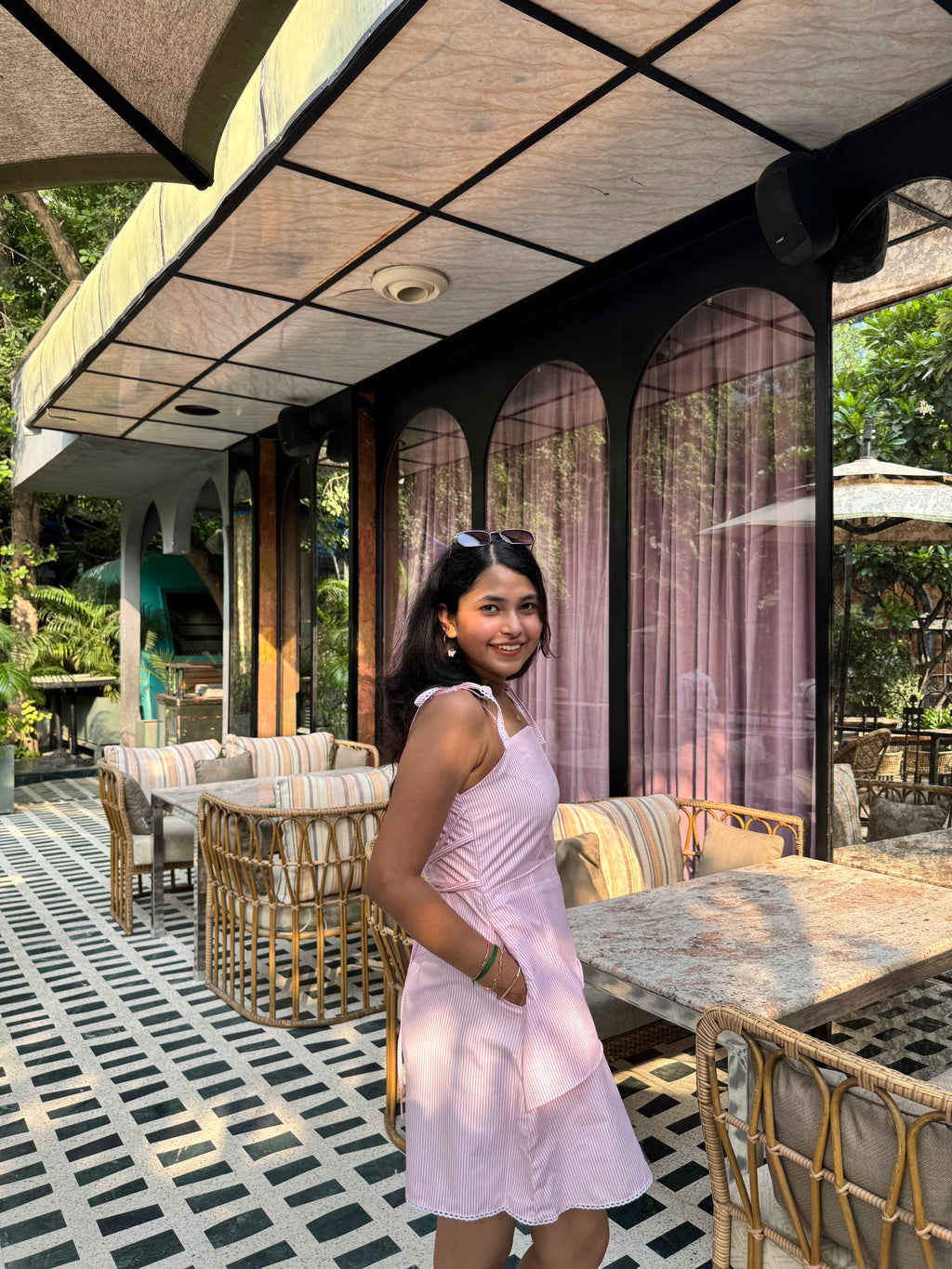 Bubblegum Pink Stripes Short dress