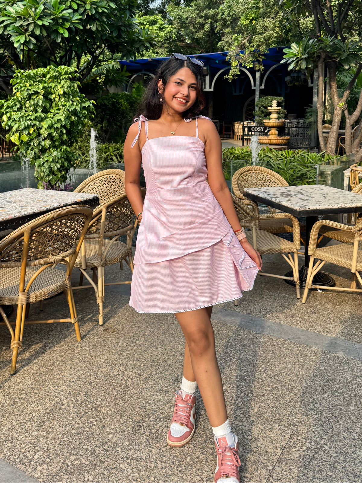 Bubblegum Pink Stripes Short dress