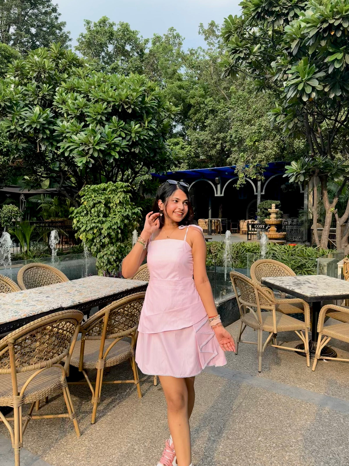 Bubblegum Pink Stripes Short dress
