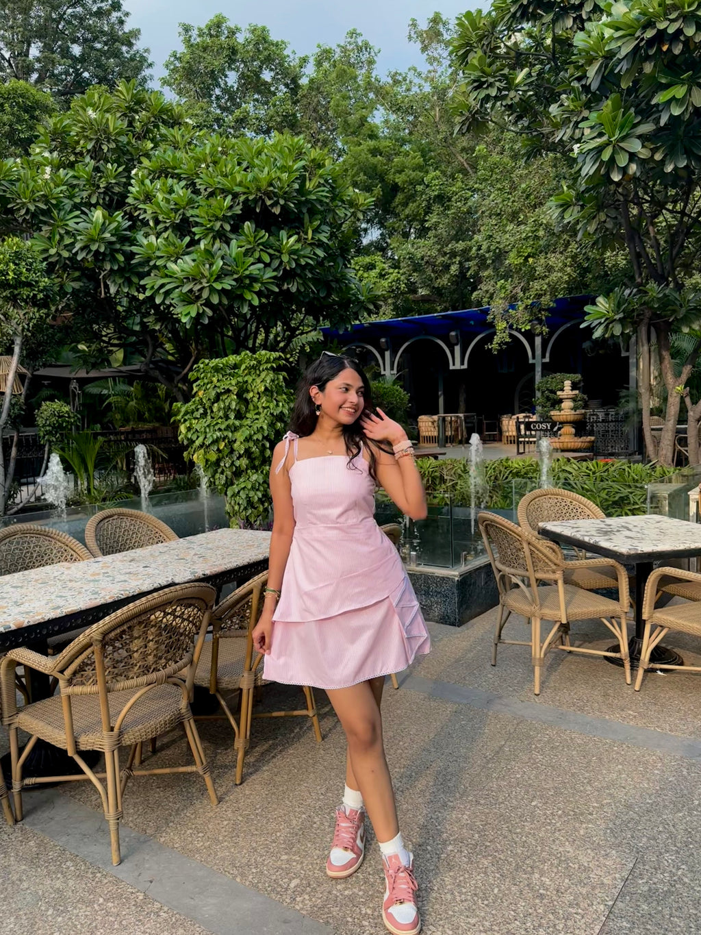 Bubblegum Pink Stripes Short dress