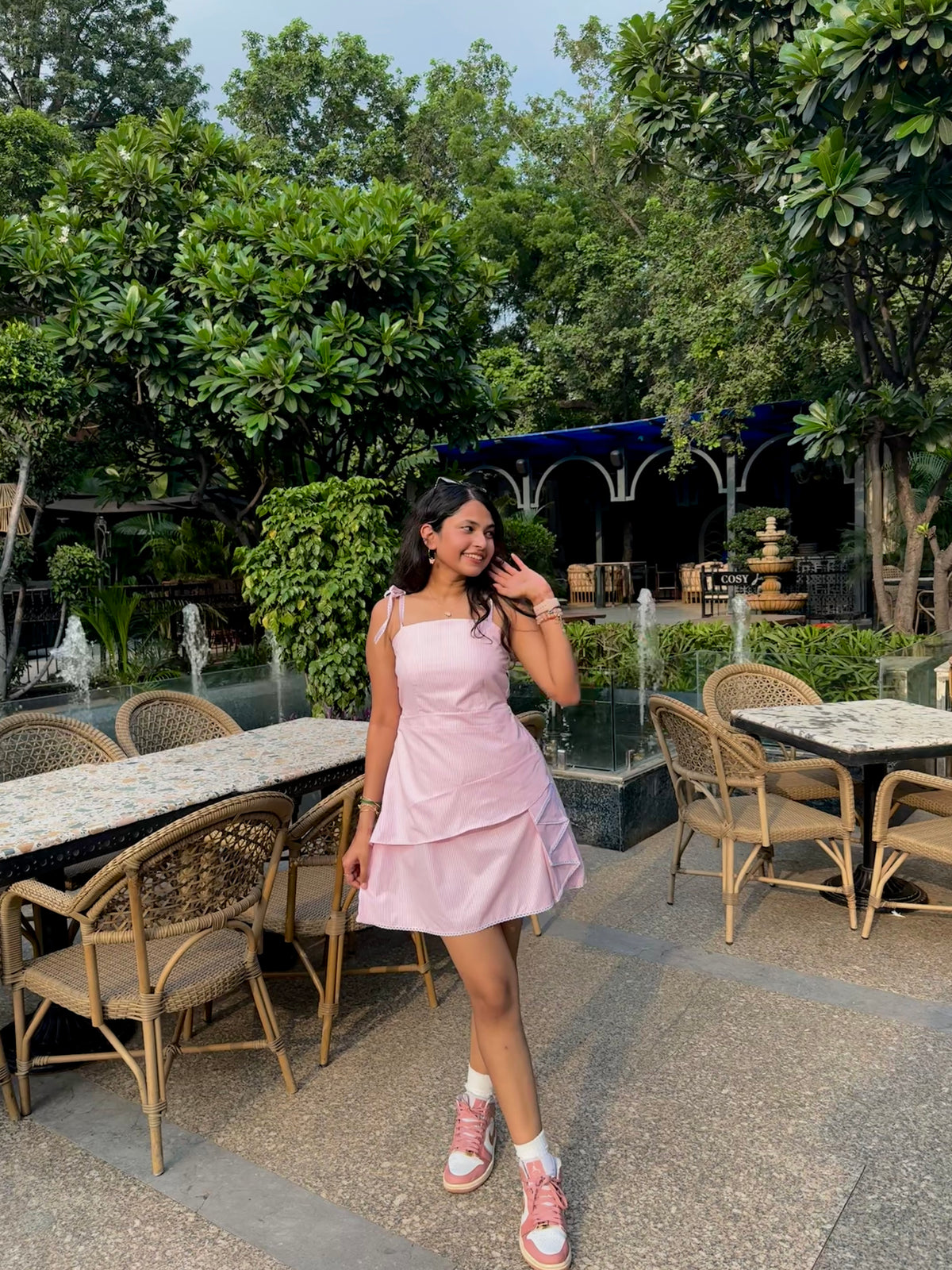 Bubblegum Pink Stripes Short dress