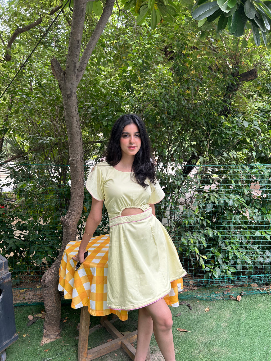 Pink lemonade Yellow Cotton Short Dress