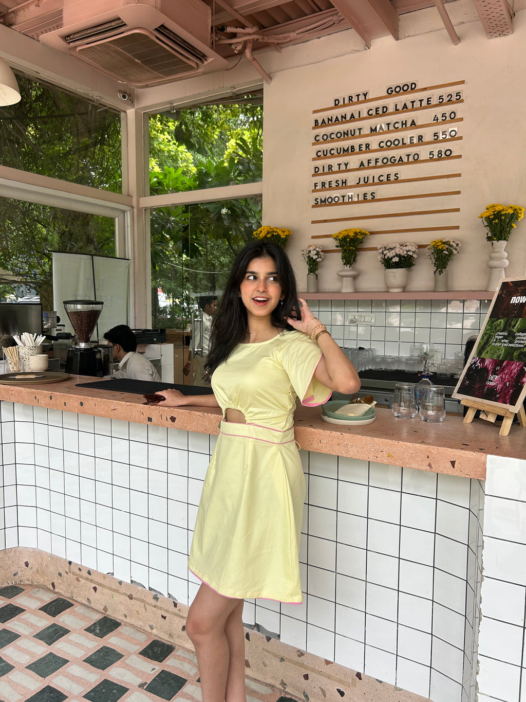 Pink lemonade Yellow Cotton Short Dress