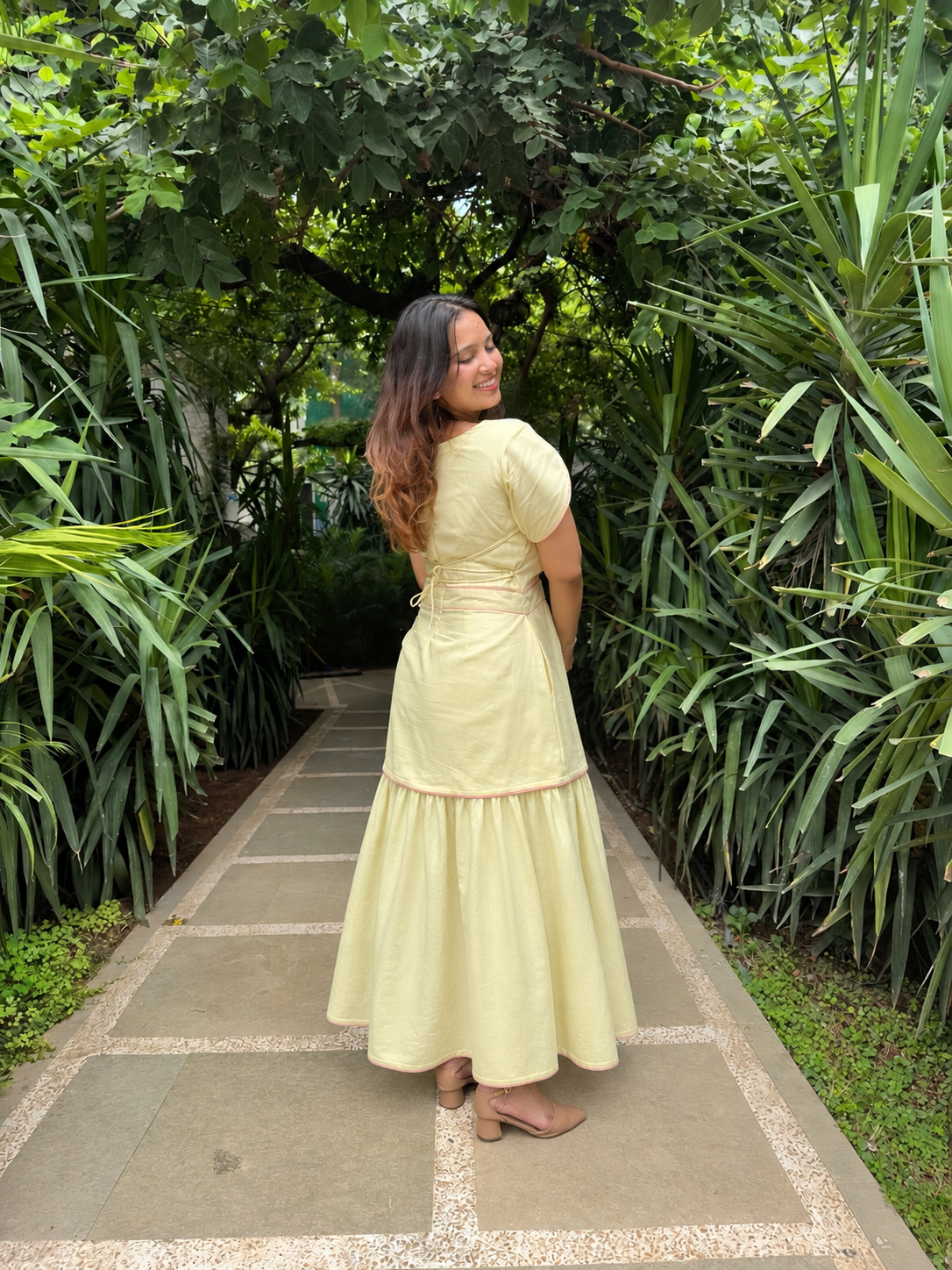 Pink Lemonade Yellow With Detachable Skirt Cotton Dress